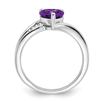 Sterling Silver Amethyst and Diamond Ring — alternate view