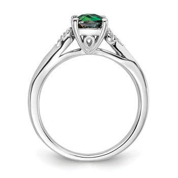 Sterling Silver Antique Checkboard Mystic Fire and Diamond Ring — alternate view