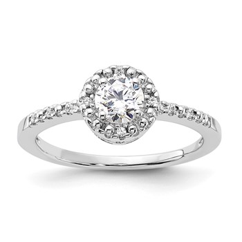 Sterling Silver Rhodium-plated Diamonore Circle Halo Ring