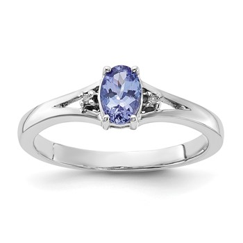 Sterling Silver Tanzanite and Diamond Ring