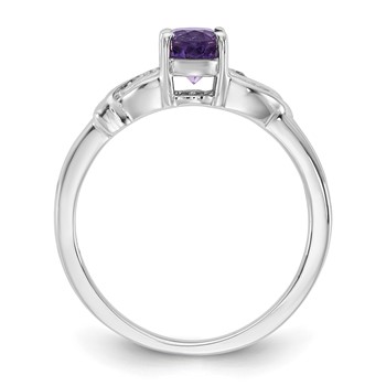Sterling Silver Oval Shaped Amethyst & Diamond Ring — alternate view