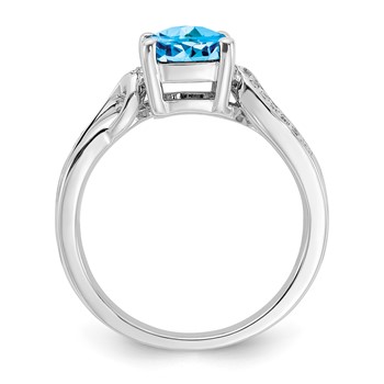 Sterling Silver Blue Topaz and Diamond Ring — alternate view