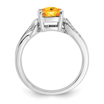 Sterling Silver Citrine & Diamond Ring — alternate view