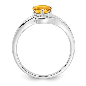 Sterling Silver Heart Shaped Citrine & Diamond Ring — alternate view