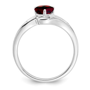 Sterling Silver Heart Shaped Garnet & Diamond Ring — alternate view