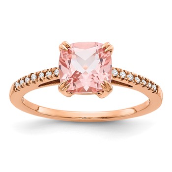 10k Rose Gold Blush Topaz & Diamond Ring