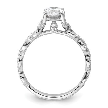 14k White Gold Diamond Oval Semi-mount Criss-Cross Engagement Ring — alternate view
