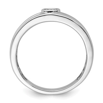 14k White Gold Grooved Complete Diamond Mens Wedding Band — alternate view