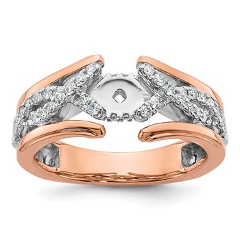 14K Two-tone Twisted Diamond Semi-Mount Peg Set Engagement Ring