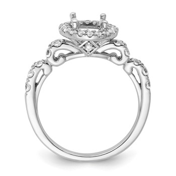14k White Gold Diamond Semi-Mount Round Halo Engagement Ring — alternate view
