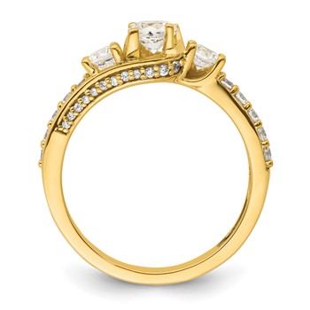 14k Three Stone Diamond Semi-Mount Including 2-3.2mm Side Stones Engagement Ring — alternate view