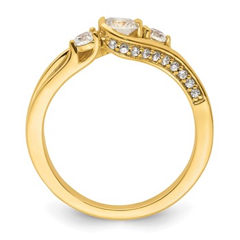 14k Three Stone Bezel Center Diamond Semi-Mount Including 2-2.5mm Side Stones Engagement Ring — alternate view