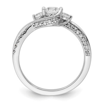 14k White Gold Three Stone Diamond Semi-Mount Including 2-2.5mm Side Stones Engagement Ring — alternate view