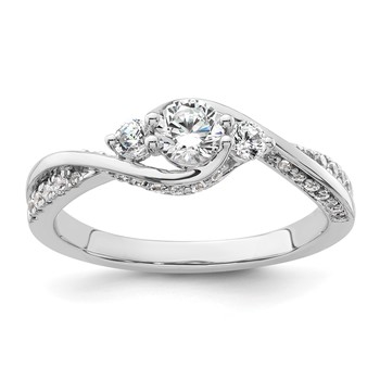 14k White Gold Three Stone Diamond Semi-Mount Including 2-2.5mm Side Stones Engagement Ring
