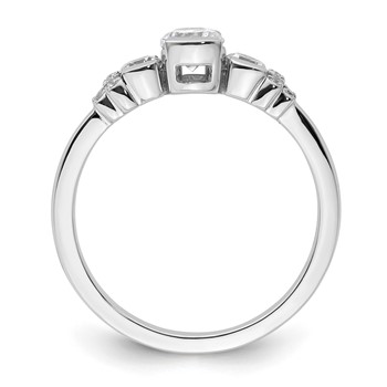 14k White Gold Three Stone Bezel Diamond Semi-Mount Including 2-3.1mm Side Stones Engagement Ring — alternate view