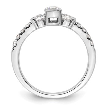 14k White Gold Three Stone Bezel Diamond Semi-Mount Including 2-3.1mm Side Stones Engagement Ring — alternate view