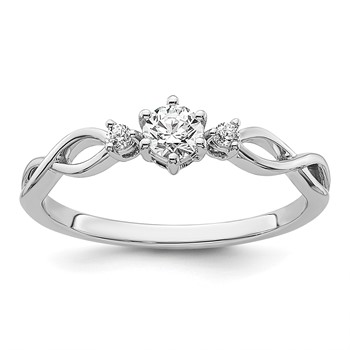 14k White Gold Complete Diamond 3 Stone Infinity Engagement Ring
