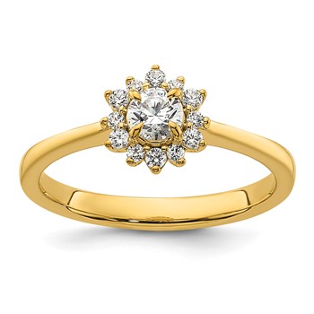 14k Polished Complete Diamond Round Halo Engagement Ring