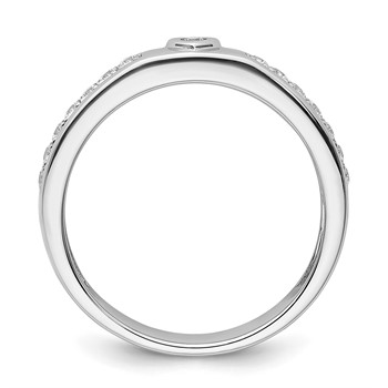 14k White Gold Heart Diamond Mens Complete Wedding Band — alternate view