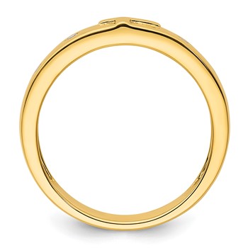 14k Cross Diamond Mens Complete Wedding Band — alternate view