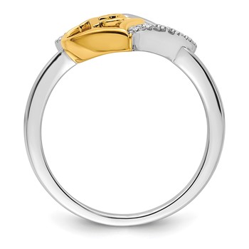 14K Two-tone Polished Diamond Quinceanera 15 Heart Ring — alternate view