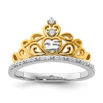 10k Yellow with Rhodium Quineanera Ring