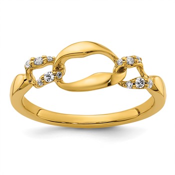 14K Polished 1/10 carat Diamond Wavy Oval Links Fashion Ring