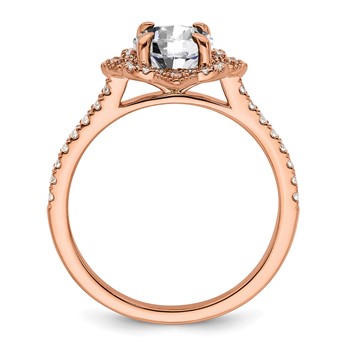 14k Rose Gold Semi-mount Diamond Round Halo Engagement Ring — alternate view
