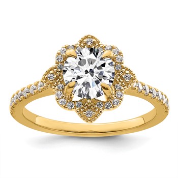 14k Semi-mount Diamond Round Halo Engagement Ring
