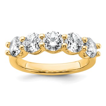 14k 2 carat Lab Grown Diamond VS+ F+ Complete Five Stone Fashion Band