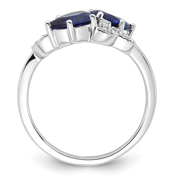 10kw Created Sapphire and Diamond Ring — alternate view