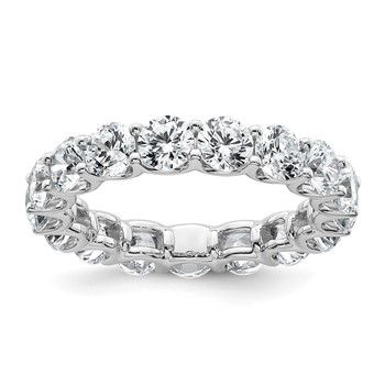 14k White Gold 3 7/8 carat Lab Grown Diamond VS+ F+ Round Complete Prong Set Size 7 Eternity Band