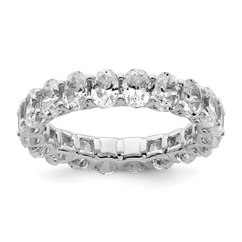 14k 4 carat Lab Grown Diamond VS/SI+ G+ Oval Complete Prong Set Size 6.5 Eternity Band
