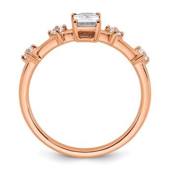 14k Rose Gold Semi-mount Diamond Emerald Center Engagement Ring — alternate view