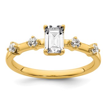 14k Semi-mount Diamond Emerald Center Engagement Ring