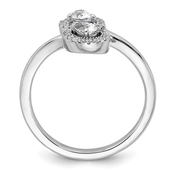 14K White Gold Polished 3/8 carat Diamond Pear Halo Bypass Ring — alternate view
