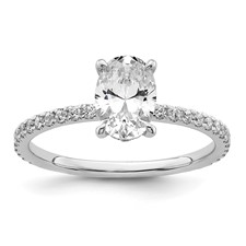 Image of 14k White Gold 1/3 carat Lab Grown Diamond VS/SI+ G+ 1 carat center Flair Oval Semi Mount Engagement Ring