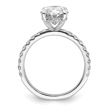 14k White Gold 3 1/2 carat Certified Lab Grown Diamond VS+ F+ Oval Complete Solitaire with Flair Engagement Ring — alternate view