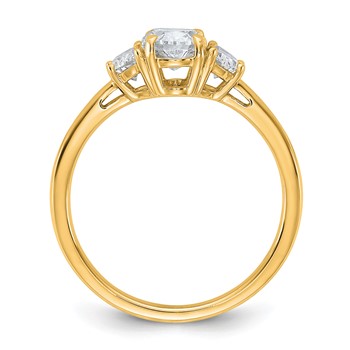 14k 1 3/8 carat Certified Lab Grown Diamond VS+ F+ Complete Oval and Half Moon Three Stone Engagement Ring — alternate view
