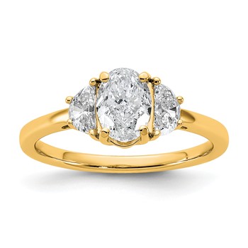 14k 1 3/8 carat Certified Lab Grown Diamond VS+ F+ Complete Oval and Half Moon Three Stone Engagement Ring