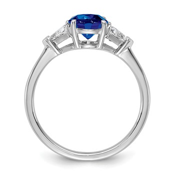 14kw GH/SI Diamond and Sapphire Eng. Ring with Round Ctr and Trillion Sides — alternate view