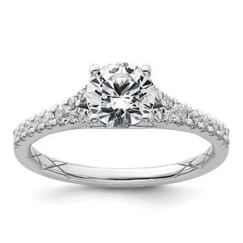 14k White Gold 1 1/4 carat Certified Lab Grown Diamond VS+ F+ Round Complete Engagement Ring