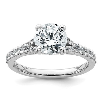 14k White Gold 1 3/4 carat Lab Grown Diamond VS/SI+ G+ Round Complete Engagement Ring