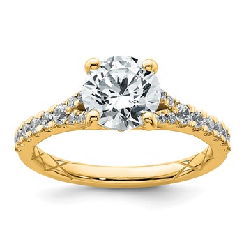 14k 1 3/4 carat Lab Grown Diamond VS/SI+ G+ Round Complete Engagement Ring