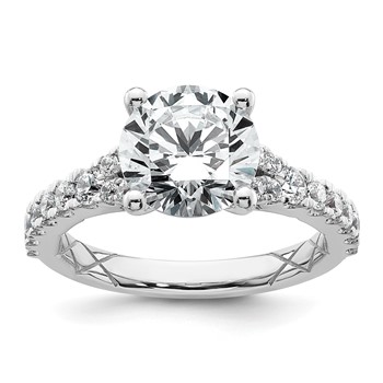 14k White Gold 3 carat Lab Grown Diamond VS+ F+ Round Complete Engagement Ring