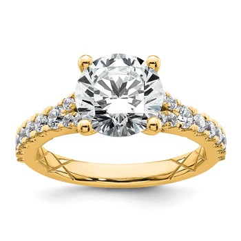14k 3 carat Lab Grown Diamond VS+ F+ Round Complete Engagement Ring