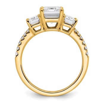 14k Semi-mount Diamond 3-stone Emerald Engagement Ring — alternate view