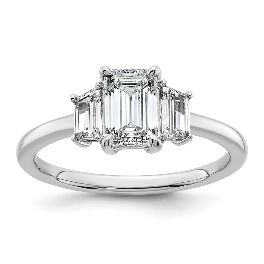 14kw 3/8ct Lab Grown Dia VS+ F+ Semi Mount Emerald Center Ring