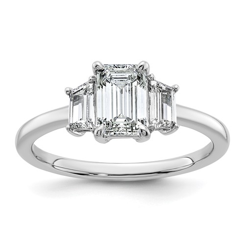 14kw 3/8ct Lab Grown Dia VS+ F+ Semi Mount Emerald Center Ring