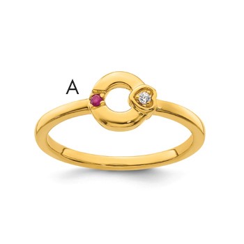14k Dia. Heart w/ 1 Birthstone Mother's Circle Ring Semi-mount